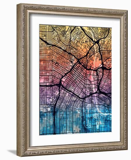 Los Angeles City Street Map-Tompsett Michael-Framed Art Print