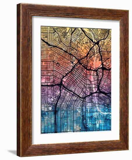 Los Angeles City Street Map-Tompsett Michael-Framed Art Print