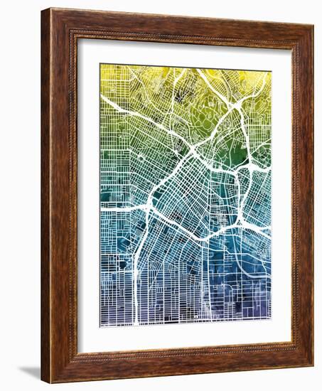 Los Angeles City Street Map-Tompsett Michael-Framed Art Print