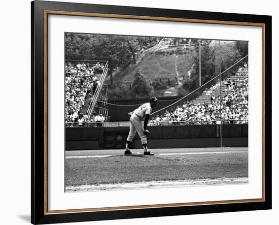Los Angeles Dodgers Pitcher Sandy Koufax in Action During a Game Against the Milwaukee Braves-Robert W^ Kelley-Framed Premium Photographic Print