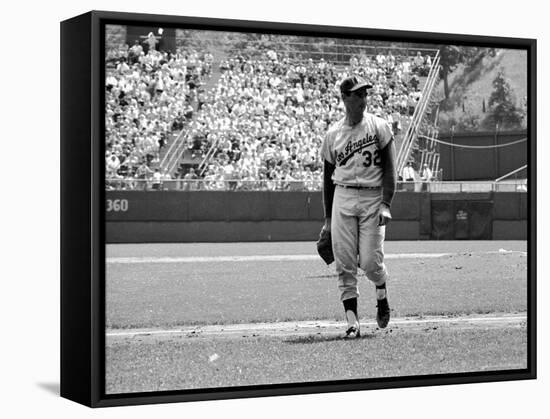 Los Angeles Dodgers Pitcher Sandy Koufax Taking the Field During Game Against the Milwaukee Braves-Robert W^ Kelley-Framed Premier Image Canvas