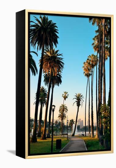 Los Angeles Downtown Park View with Palm Trees.-Songquan Deng-Framed Premier Image Canvas