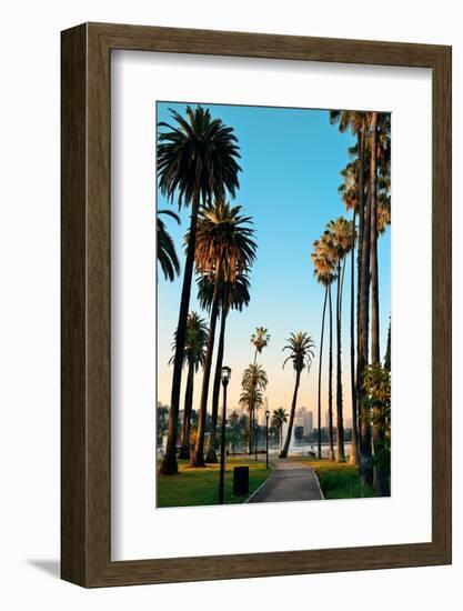 Los Angeles Downtown Park View with Palm Trees.-Songquan Deng-Framed Photographic Print