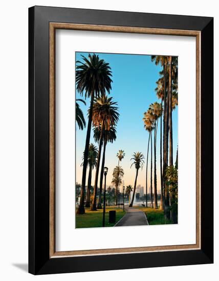 Los Angeles Downtown Park View with Palm Trees.-Songquan Deng-Framed Photographic Print