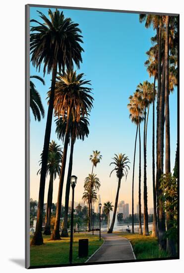 Los Angeles Downtown Park View with Palm Trees.-Songquan Deng-Mounted Photographic Print