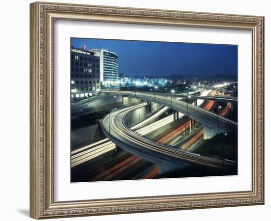 Los Angeles Freeway Evening Long Exposure, 1959-Ralph Crane-Framed Photographic Print