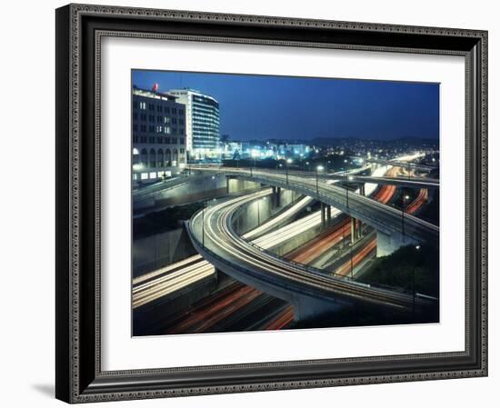 Los Angeles Freeway Evening Long Exposure, 1959-Ralph Crane-Framed Photographic Print