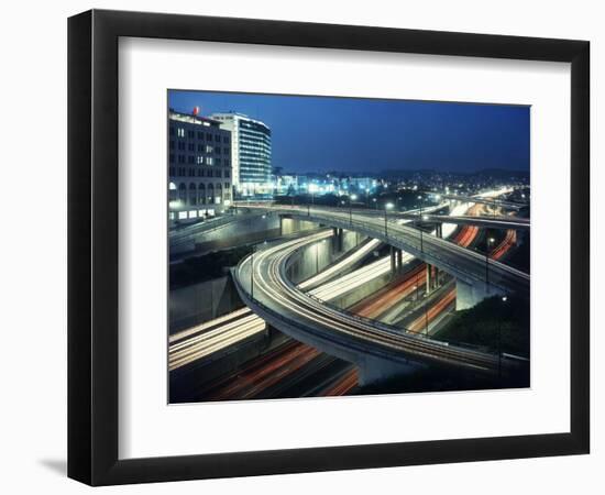 Los Angeles Freeway Evening Long Exposure, 1959-Ralph Crane-Framed Photographic Print