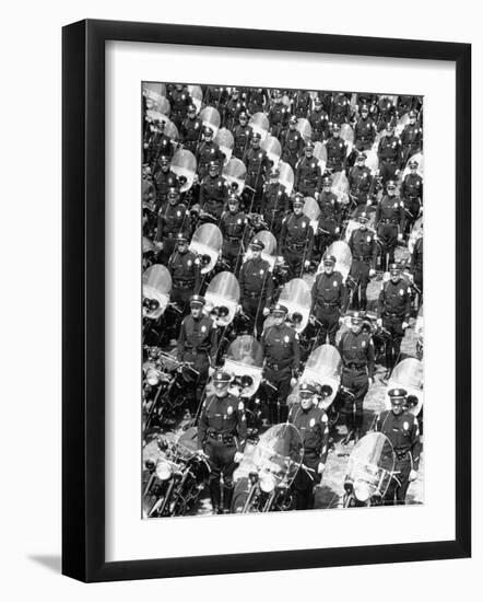 Los Angeles Has World's Biggest Motorcycle Police Force, Here Lining Up For Review-Loomis Dean-Framed Photographic Print