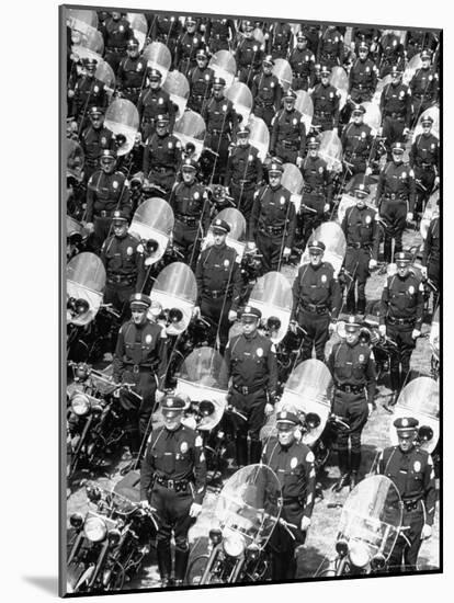 Los Angeles Has World's Biggest Motorcycle Police Force, Here Lining Up For Review-Loomis Dean-Mounted Photographic Print