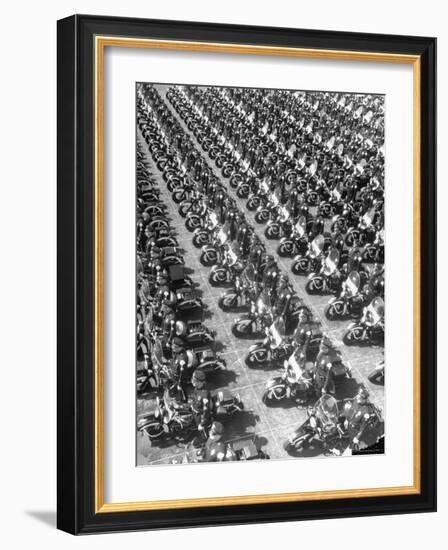 Los Angeles Has World's Biggest Motorcycle Police Force, Here Lining Up For Review-Loomis Dean-Framed Photographic Print