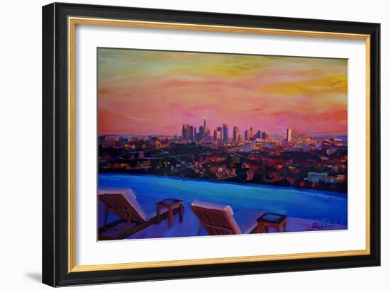 Los Angeles Infinity Skyline with Infinite View Pool-Markus Bleichner-Framed Art Print