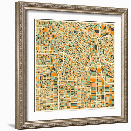 Los Angeles Map-Jazzberry Blue-Framed Premium Giclee Print