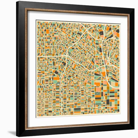 Los Angeles Map-Jazzberry Blue-Framed Premium Giclee Print