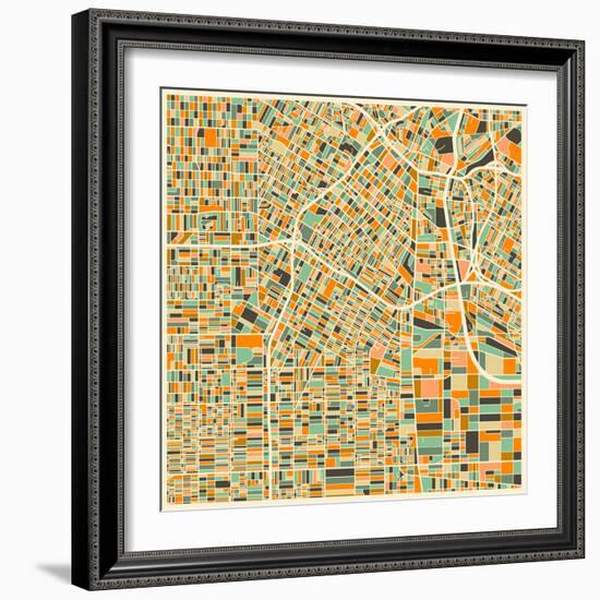 Los Angeles Map-Jazzberry Blue-Framed Premium Giclee Print