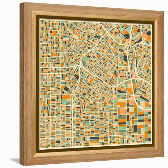 Los Angeles Map-Jazzberry Blue-Framed Stretched Canvas