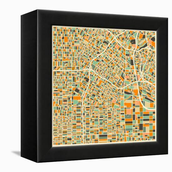 Los Angeles Map-Jazzberry Blue-Framed Stretched Canvas