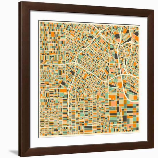 Los Angeles Map-Jazzberry Blue-Framed Art Print