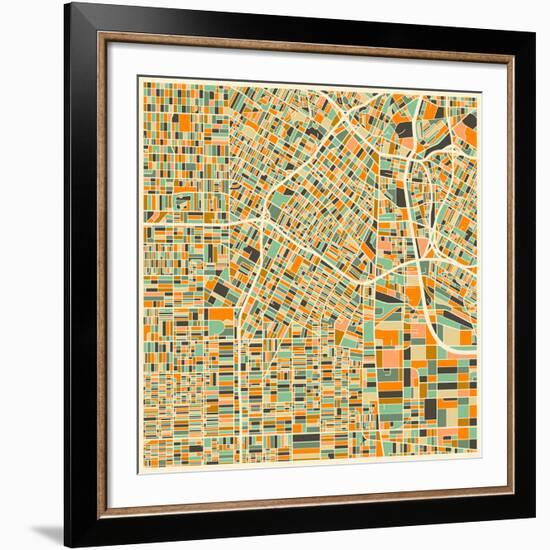 Los Angeles Map-Jazzberry Blue-Framed Art Print