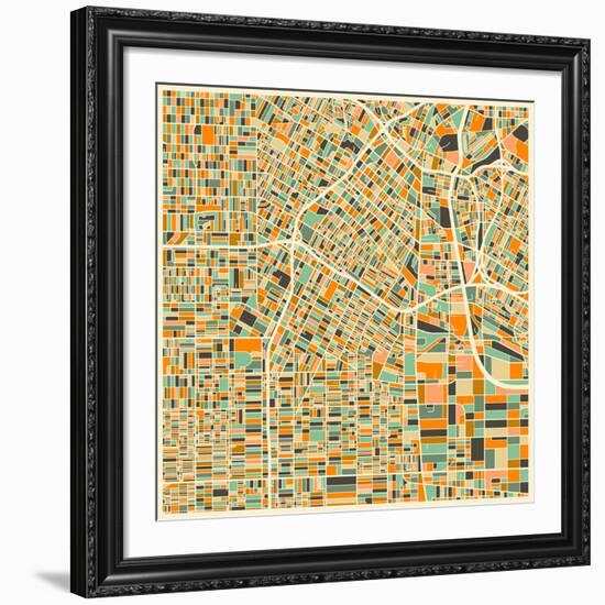 Los Angeles Map-Jazzberry Blue-Framed Art Print