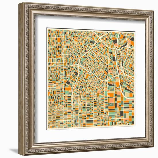 Los Angeles Map-Jazzberry Blue-Framed Art Print