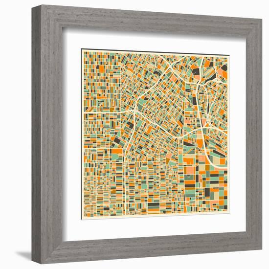 Los Angeles Map-Jazzberry Blue-Framed Art Print