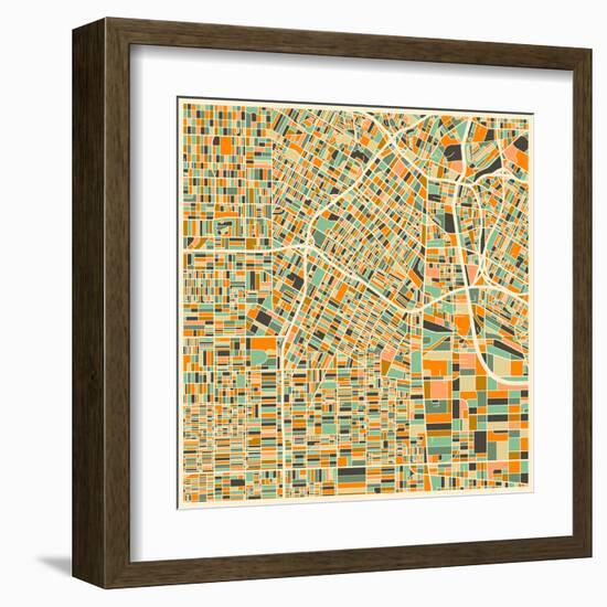 Los Angeles Map-Jazzberry Blue-Framed Art Print