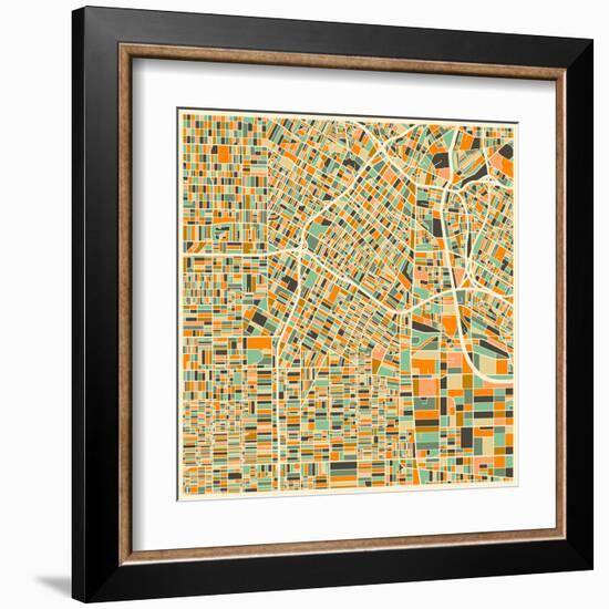 Los Angeles Map-Jazzberry Blue-Framed Art Print