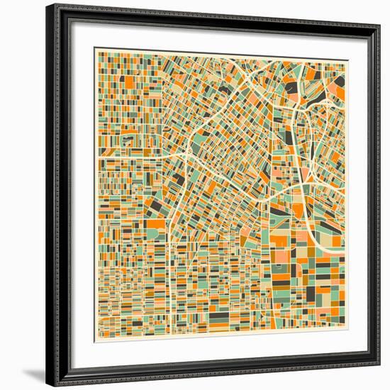 Los Angeles Map-Jazzberry Blue-Framed Giclee Print