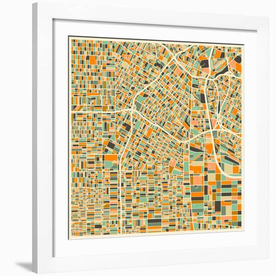 Los Angeles Map-Jazzberry Blue-Framed Giclee Print