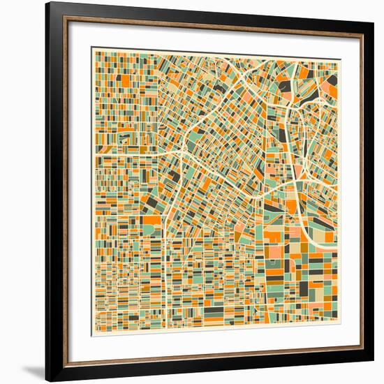 Los Angeles Map-Jazzberry Blue-Framed Giclee Print