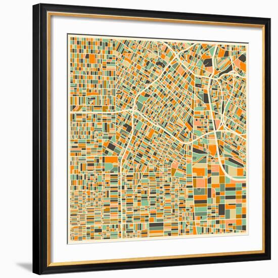 Los Angeles Map-Jazzberry Blue-Framed Giclee Print