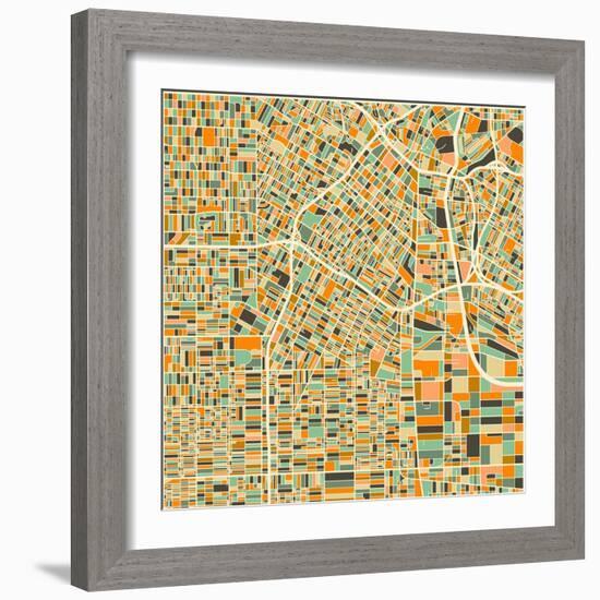 Los Angeles Map-Blue Jazzberry-Framed Art Print