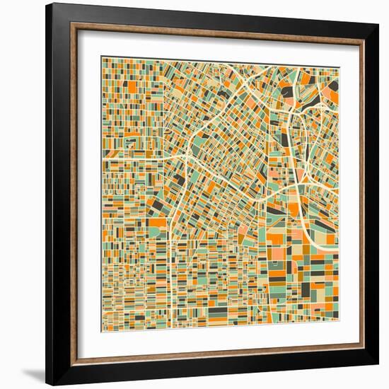 Los Angeles Map-Blue Jazzberry-Framed Art Print