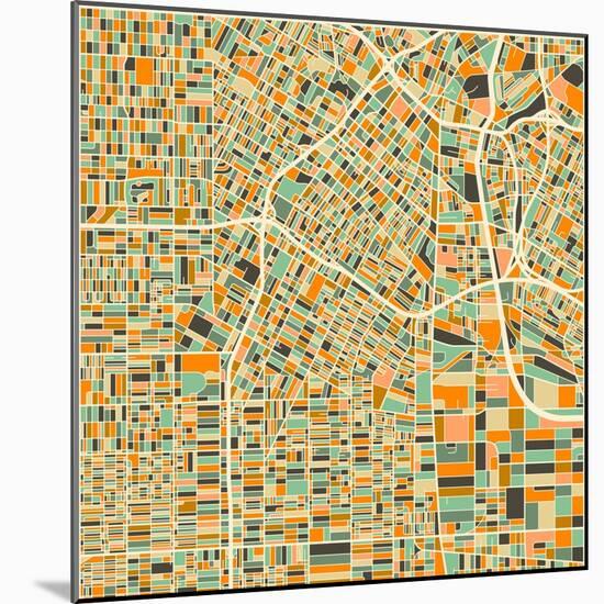 Los Angeles Map-Blue Jazzberry-Mounted Art Print