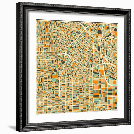 Los Angeles Map-Blue Jazzberry-Framed Art Print