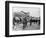 Los Angeles Police Officers Bicycling Past Broadway Storefronts-null-Framed Photographic Print