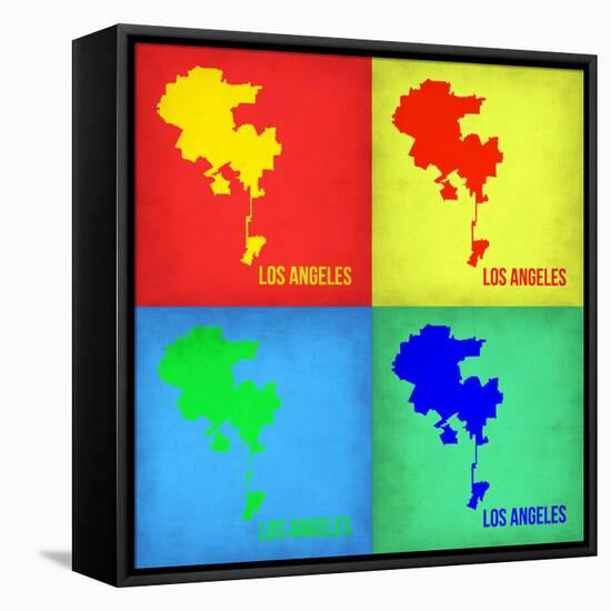 Los Angeles Pop Art Map 1-NaxArt-Framed Stretched Canvas