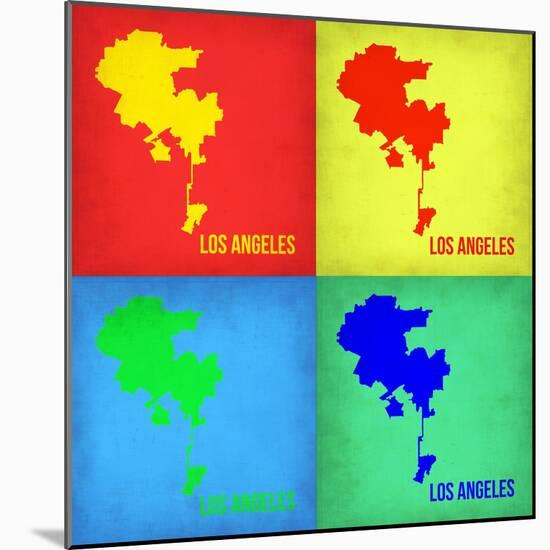 Los Angeles Pop Art Map 1-NaxArt-Mounted Art Print
