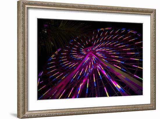 Los Angeles, Santa Monica, Cityview and Ferris Wheel at Night-David Wall-Framed Photographic Print