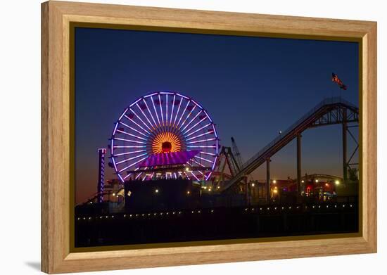 Los Angeles, Santa Monica, Ferris Wheel and Roller Coaster-David Wall-Framed Premier Image Canvas