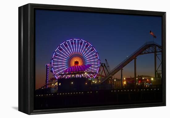 Los Angeles, Santa Monica, Ferris Wheel and Roller Coaster-David Wall-Framed Premier Image Canvas