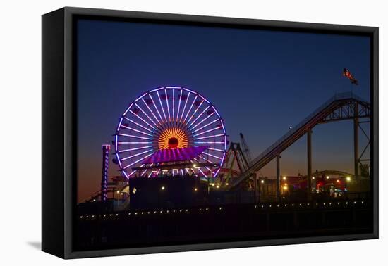 Los Angeles, Santa Monica, Ferris Wheel and Roller Coaster-David Wall-Framed Premier Image Canvas