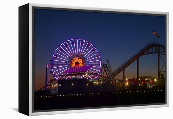 Los Angeles, Santa Monica, Ferris Wheel and Roller Coaster-David Wall-Framed Premier Image Canvas