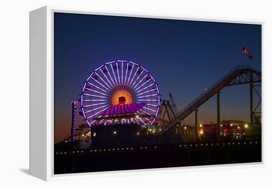 Los Angeles, Santa Monica, Ferris Wheel and Roller Coaster-David Wall-Framed Premier Image Canvas