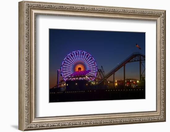 Los Angeles, Santa Monica, Ferris Wheel and Roller Coaster-David Wall-Framed Photographic Print