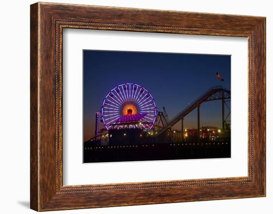 Los Angeles, Santa Monica, Ferris Wheel and Roller Coaster-David Wall-Framed Photographic Print