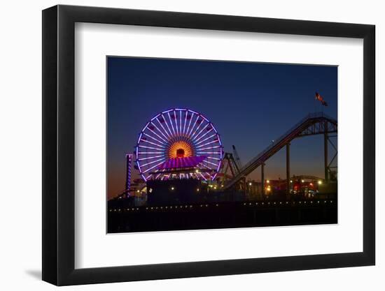 Los Angeles, Santa Monica, Ferris Wheel and Roller Coaster-David Wall-Framed Photographic Print