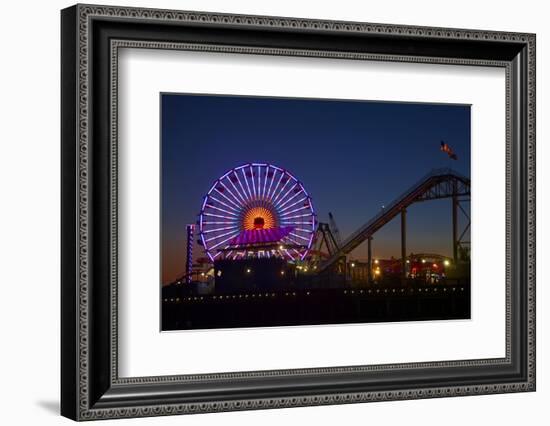 Los Angeles, Santa Monica, Ferris Wheel and Roller Coaster-David Wall-Framed Photographic Print