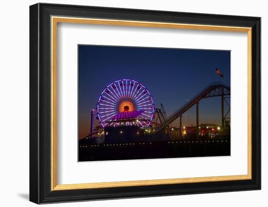 Los Angeles, Santa Monica, Ferris Wheel and Roller Coaster-David Wall-Framed Photographic Print